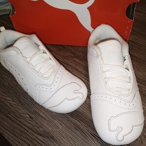 PUMA Kids' Classic White Leather Sneakers